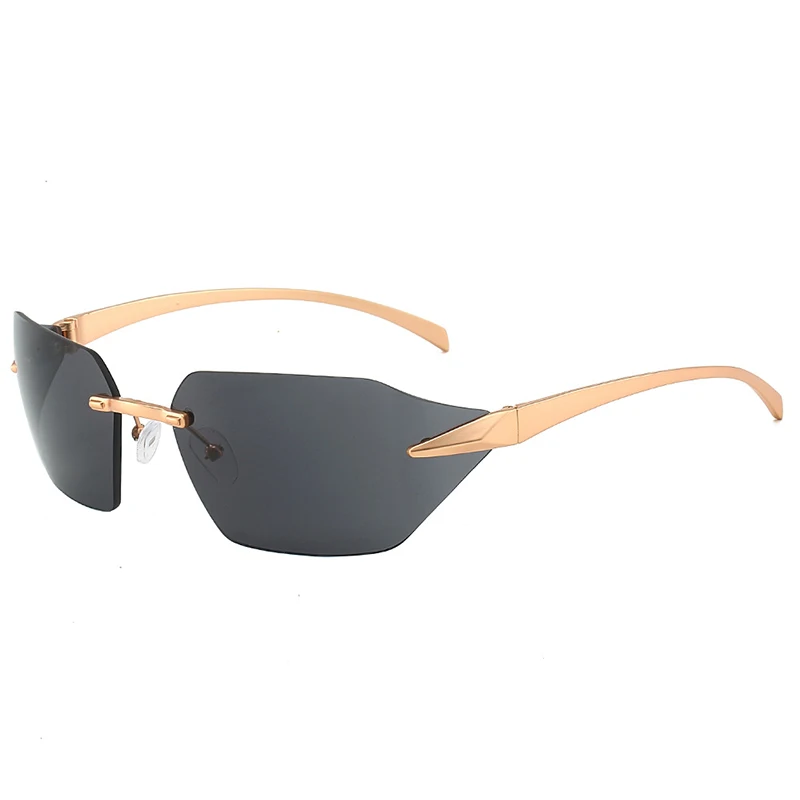LIKSMU Rimless Y2K Sunglasses – Wrap Around Oversized One-Piece Lens For Women & Men, UV400