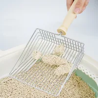 Cat Litter Shovel Stainless Steel Sand Scoop for Cats Toilet Cleaning Tools Metal Wooden Handle Cat Litter Scoop Pet Supplies