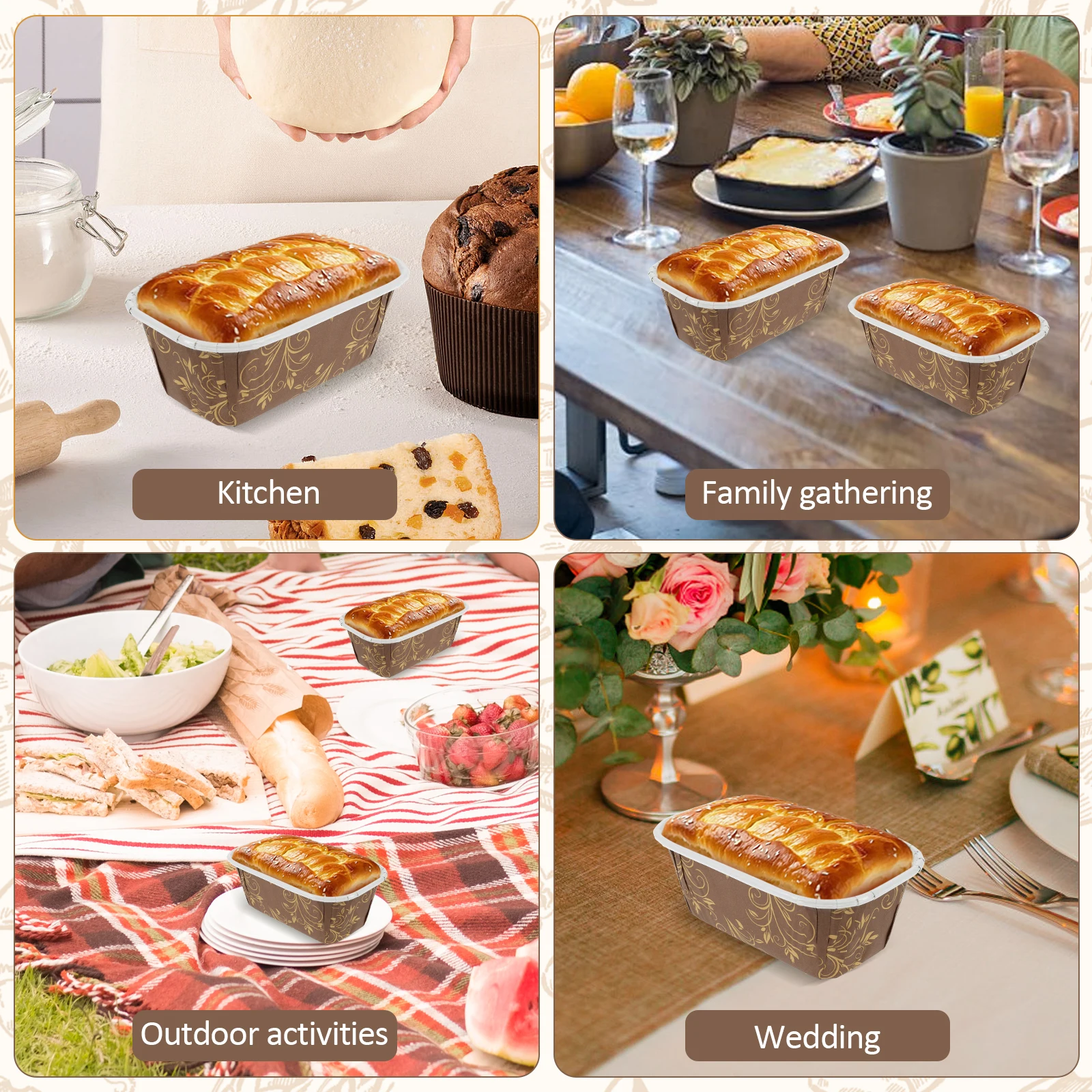 50Pack Paper Loaf Pans Disposable Paper Baking Loft Mold