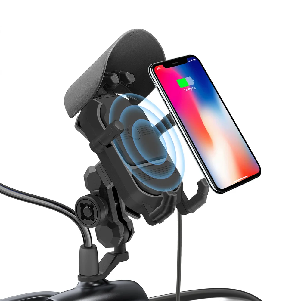 

Phone Holder 15W Wireless Charger QC3.0 Charging Mount for Motorcycle Rear Mirror