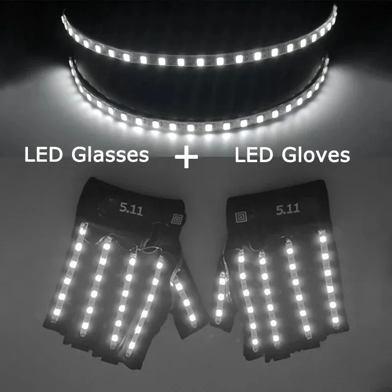 Cyberpunk futuristic luminous cosplay glasses LED glowing goggles for man women dance show props