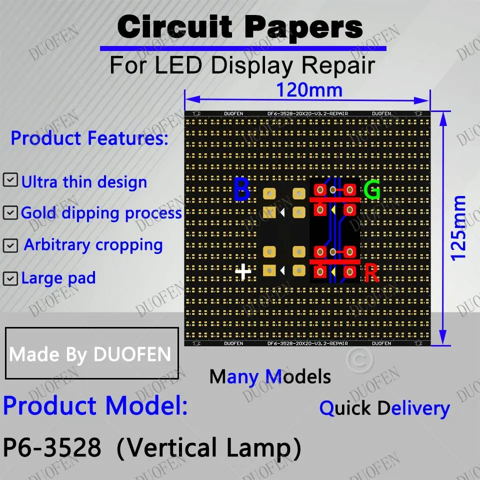 P6-3528（VL） Circuit Paper，Vertical lamp which is usual，120X125mm ,Used for repairing damaged PCB pads