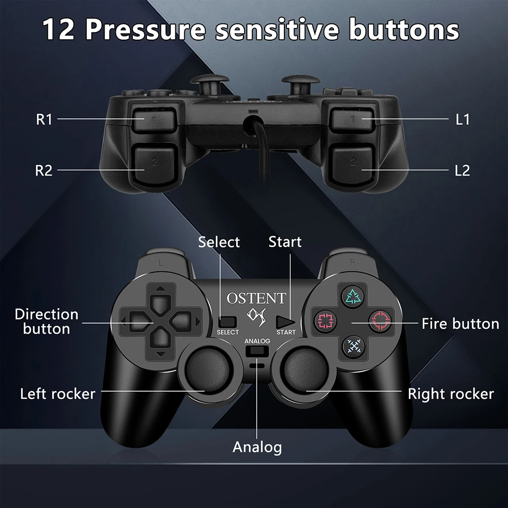 OSTENT  PS2 ÷̼̽ 2 PS1 PS One PSX  Ʈѷ е, USB  ̽ƽ е