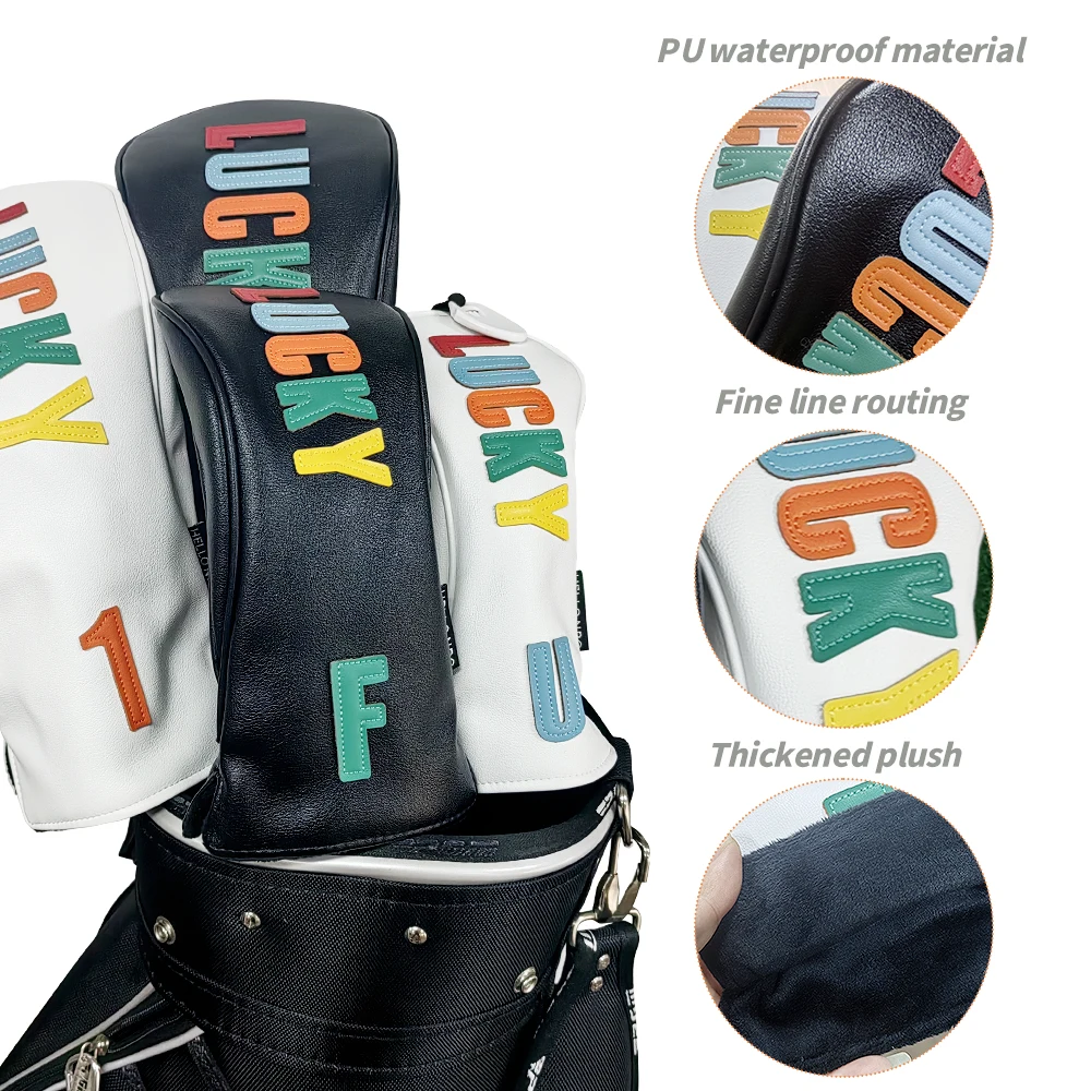 Description Picture 5 of itemGolf Wood Head Covers Lucky Styles PU Leather Protector Cover For Driver Fairway Hybrid Waterproof Club Cover Golf Accessories