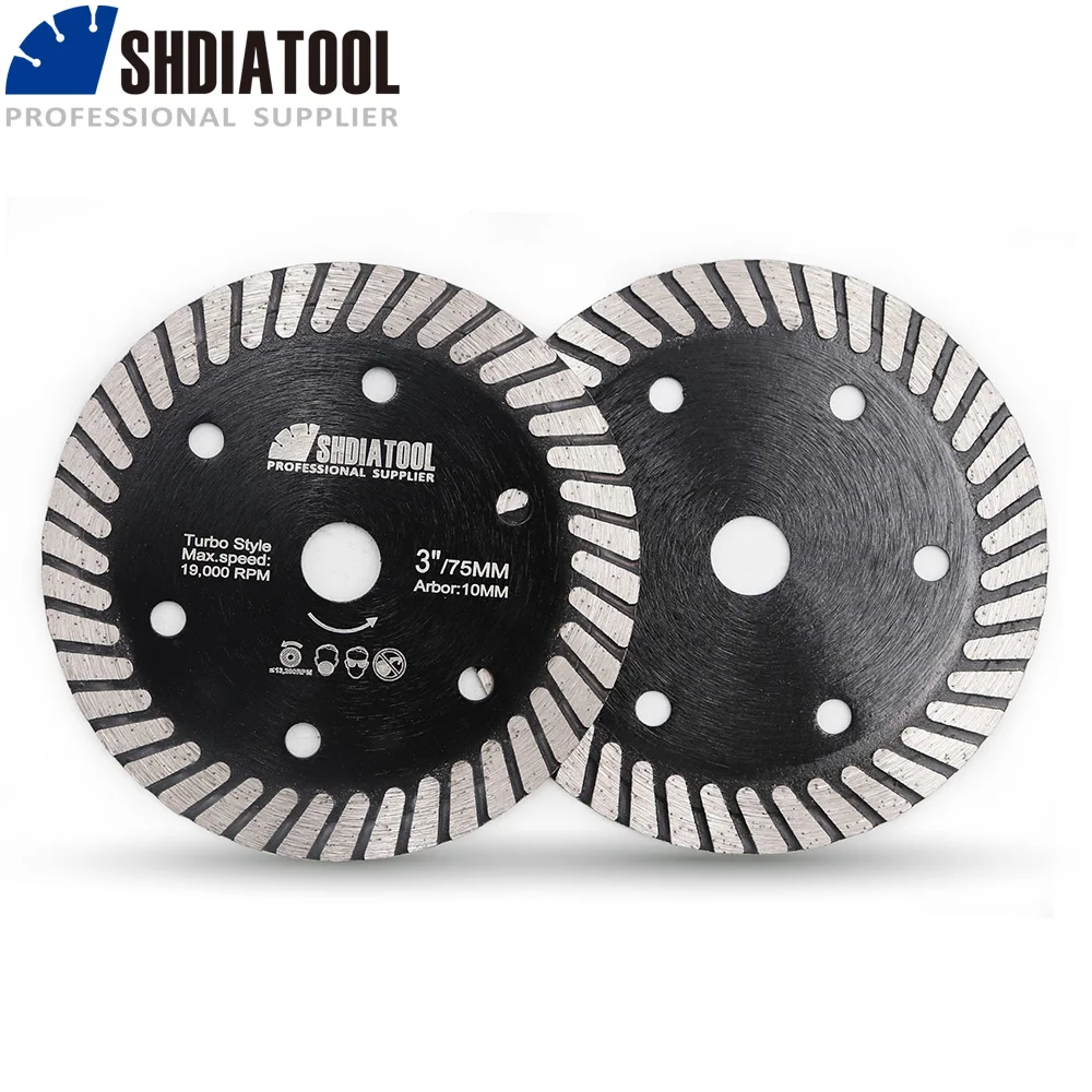 SHDIATOOL Dia75mm Diamond Saw Blade 2Pcs Ceramic Tile Marble Cutting Disc Mini 3Inch Granite Porcelain Circular Cutter Plate