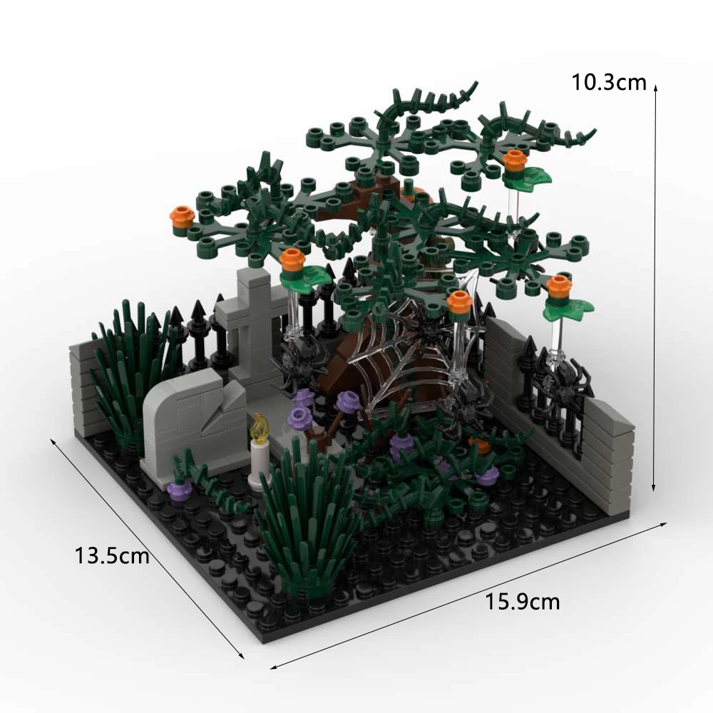 Halloween-Themen MOC Kleines Baustein-Modell Horror-Atmosphäre DIY Friedhofsszene Dekorationsbausteine Kindergeschenk – Detail 7