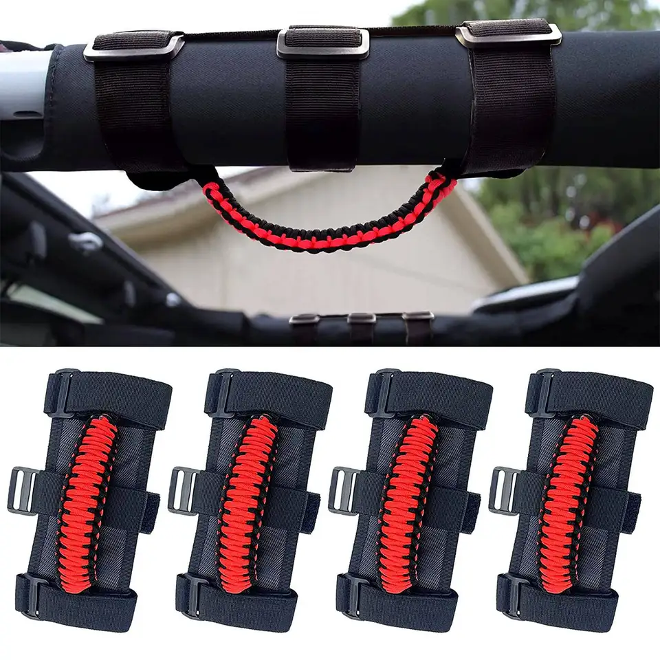 RERPRO Maniglie Roll Bar In Paracord Per Jeep Wrangler CJ YJ TJ JK JL Gladiator JT (1955-2024) – 2 Pezzi Blu, Adattabili Da 5,1 A 10,2 Cm, Resistenza 145kg