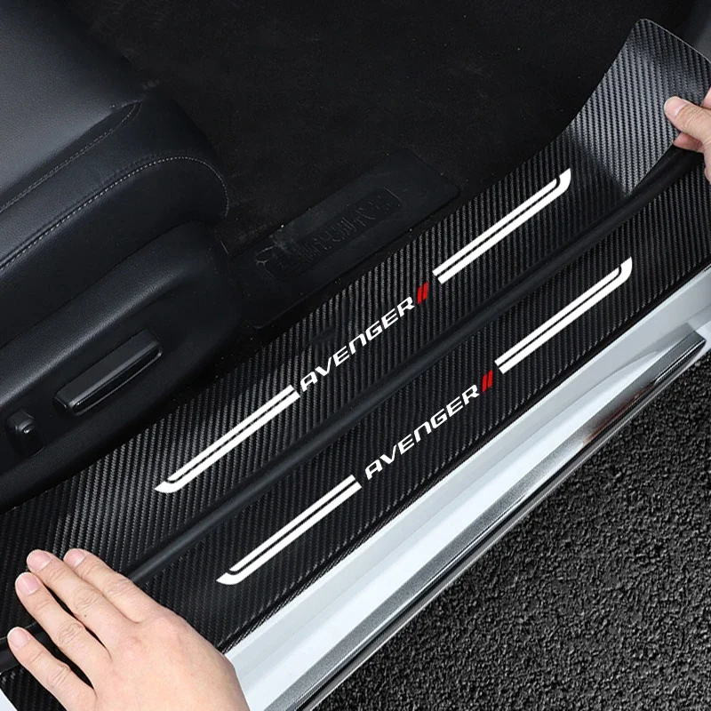 Car Door Sill Threshold Scuff Plate Anti Scratch Trunk Bumper Guard Decals for Dodge AVENGER Logo Door Pedal Strips Accessories