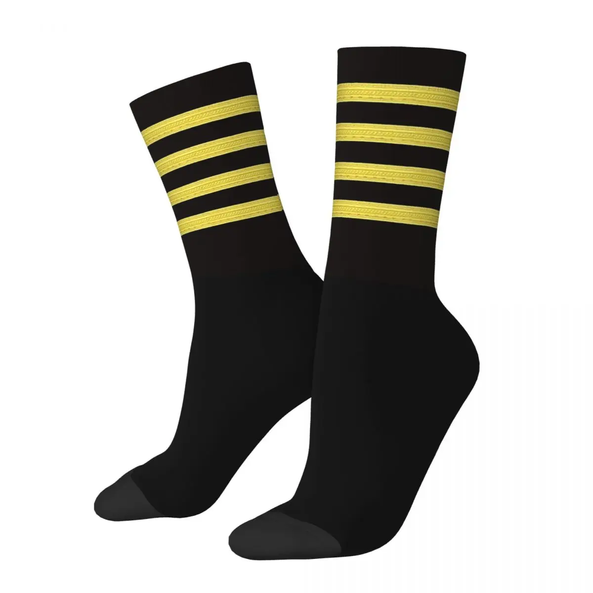 

Captain Pilot Four Stripes Socks Harajuku Sweat Absorbing Stockings All Season Long Socks Accessories for Unisex Gifts