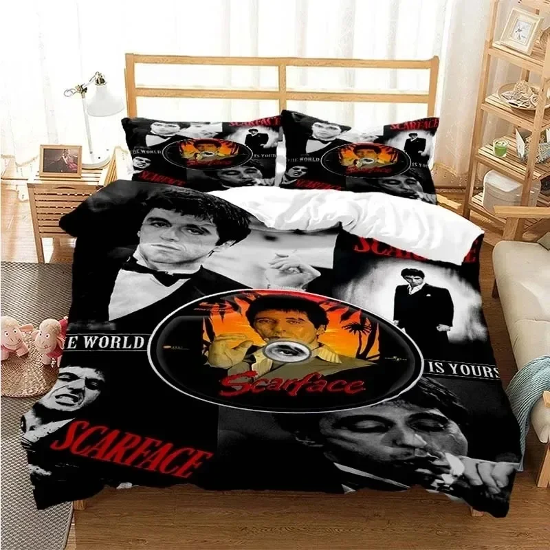 3D Print Tony Montana Scarfaces Bedding Set Twin Queen Size Duvet Cover Set Pillowcase Bed Home Textileextile Boys Girls Adult 3