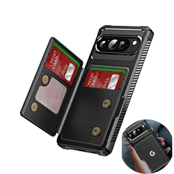 Leather Flip Wallet Phone Case with Card Holder Slot - Pixel 10ProXL (Black - Fold)