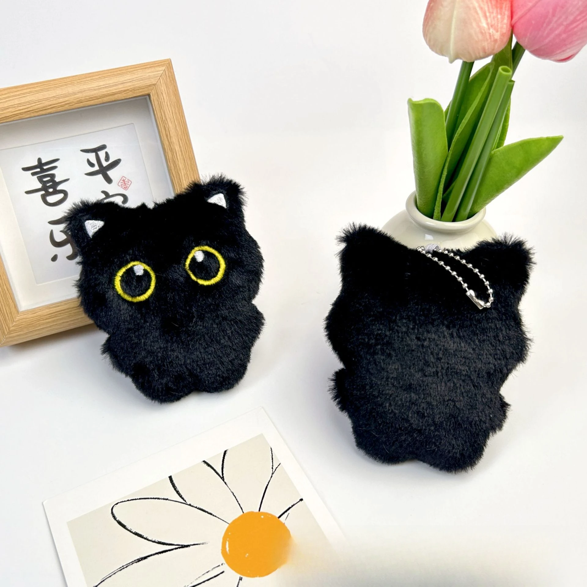 Pop black cat slime briquettes squeak hanging plush doll bag hanging kitten doll for girls 2