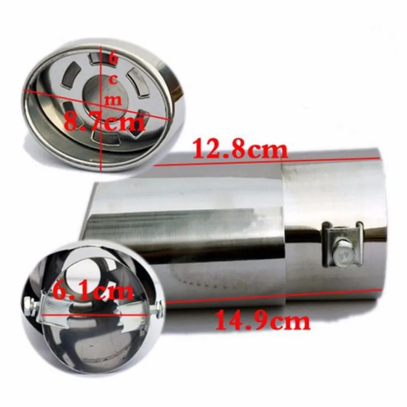 1pc Stainless Steel Chrome Car Tail Exhaust Pipe Rear Round Exhaust Muffler Pipes Tip Universal car exhaust tail pipe