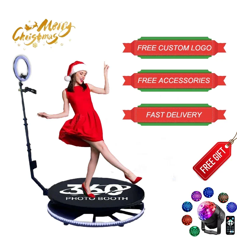 

New Arrival 100CM Tempered Glass Base 360 Photo Booth Indoor /Outdoor Entertainment Equiment Wedding Events Rotating Machine