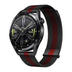 Elegant Milanese Loop Metal Strap - 18mm, 20mm, 22mm for 22mm (Black Red)