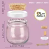 200ml Empty Candle Jars for Making, 7oz Small Glass with Cork Lids, Honey PE Lids Wedding Favor, DIY Gift, Baby Shower, Spices 6
