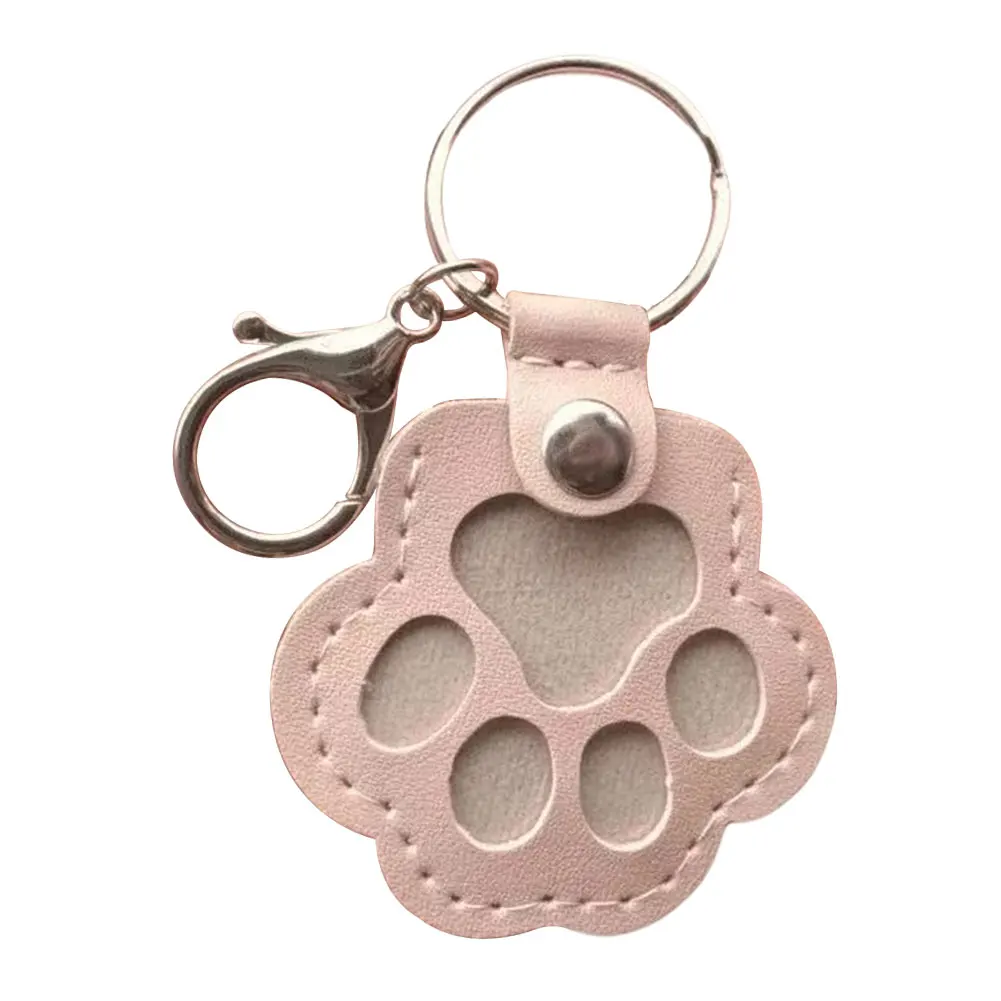 Adorable Paw Print Keychains Commemorative Pet Hair Storage Bag Keychain Cat Dog Fur Container Pendant for Pet Lovers