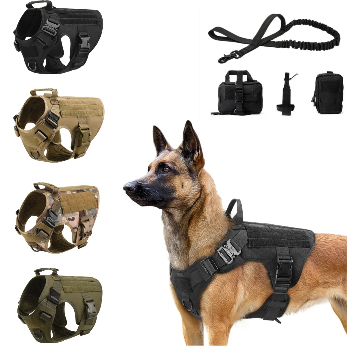 Military Large Dog Harness Pet German Shepherd K9 Malinois Training Vest Tactical Dog Harness And Leash Set for Dogs Accessories