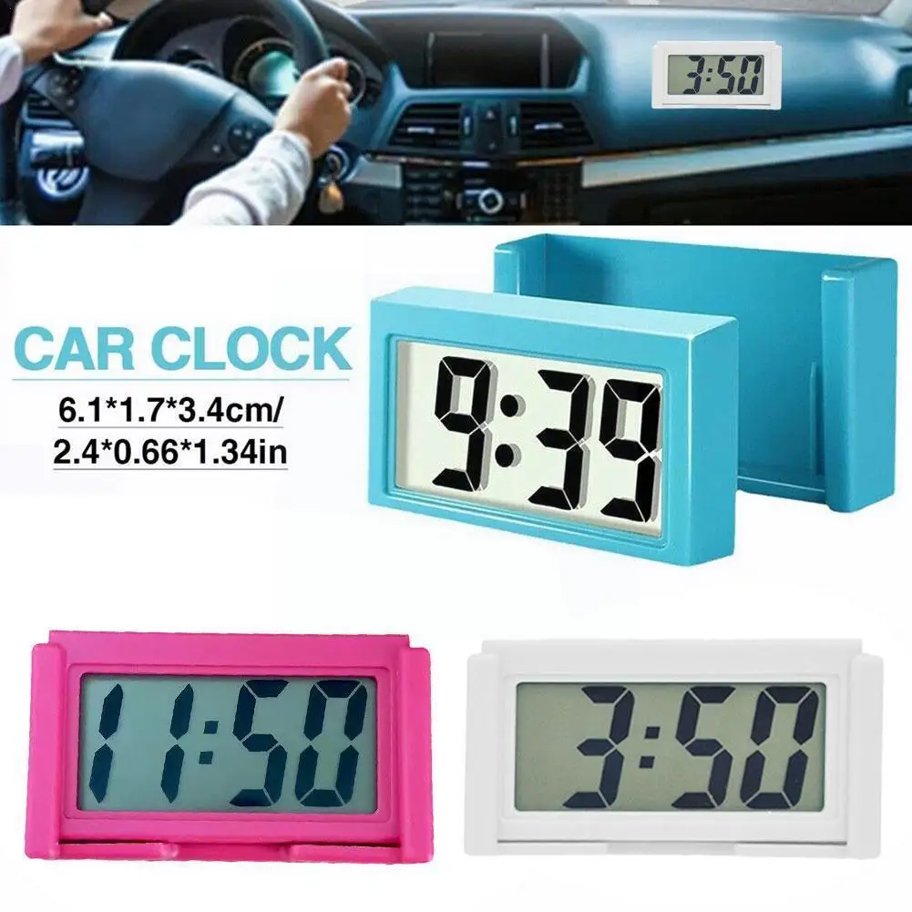 Mini Car Dashboard Digital Clock Vehicle Self Adhesive Clock with LCD