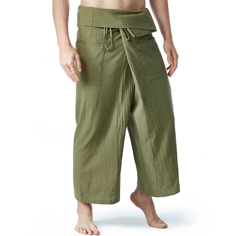 Fisherman Pants. Sarong Wrap Trousers. Mens Linen Yoga Pants. Man Harem  Pants. Linen Wrap Pants. Palazzo Pants. Wide Leg Unisex Pants 