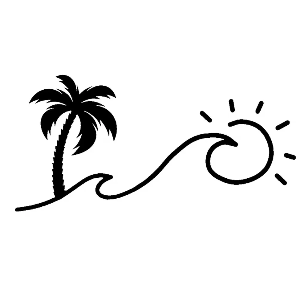 

Car Stickers Palm Tree and Waves That Turn into The Sun Window Decal Bumper Sticker car accessories