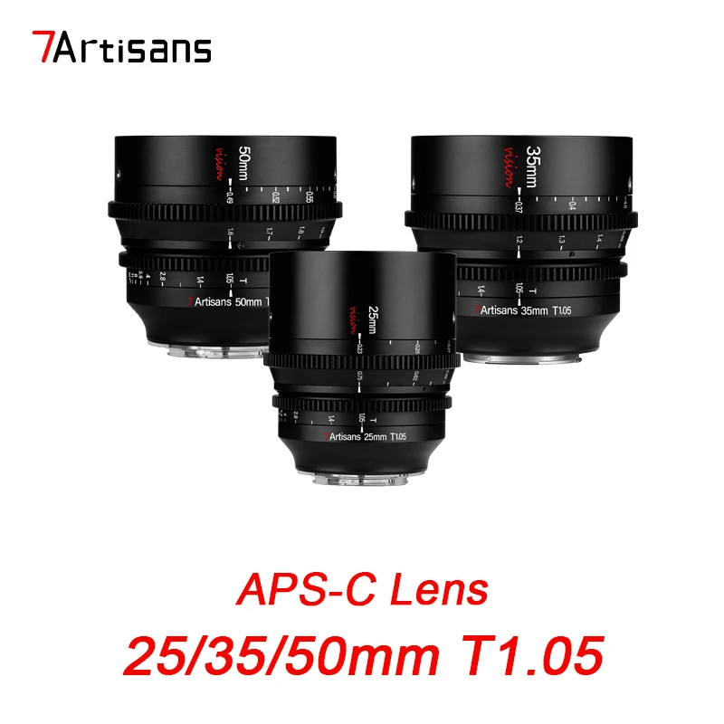 7 Artigiani 25/35/50Mm T1.05 Aps-C Obiettivo Per Riprese Cinematografiche Entry Level Per Sony E Canon R Rf M4/3 Leica L