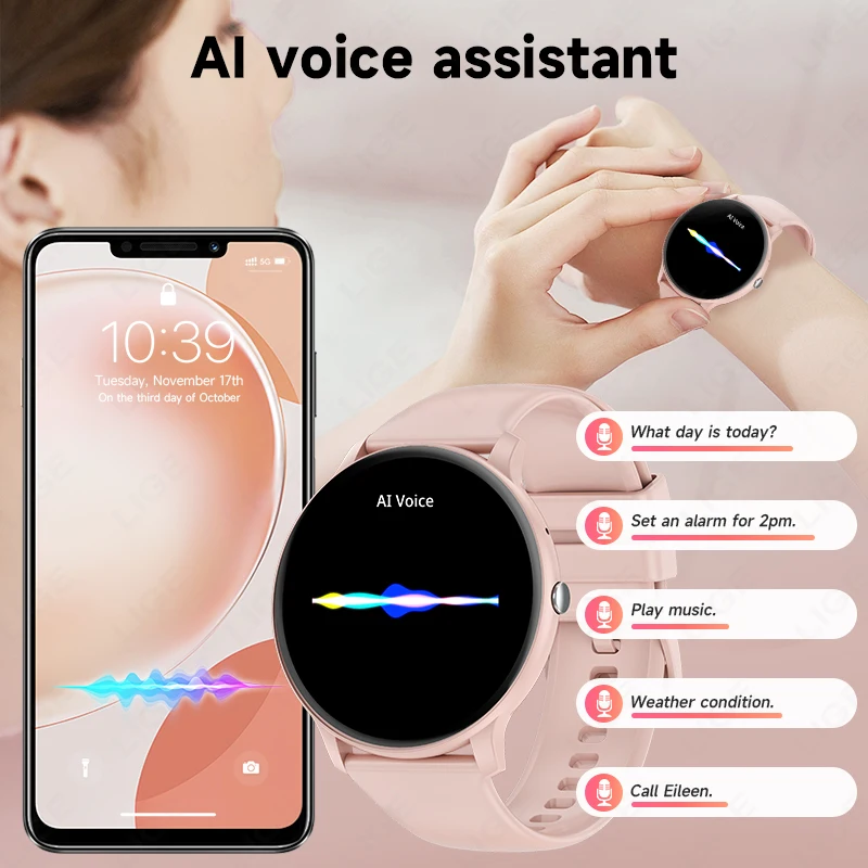 LIGE Smart Watch Women Men Bluetooth Call Sports Fitness Watches Heart Rate Health Monitor Smartwatch Ladies For Android iOS New 2