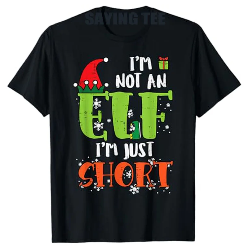 Ich bin kein Elf, nur kurz, lustiges Weihnachts-T-Shirt für Männer und Frauen, humorvolle Familien-Pyjamas, Bekleidung, Geschenke, kurzärmeliges Spruch-T-Shirt