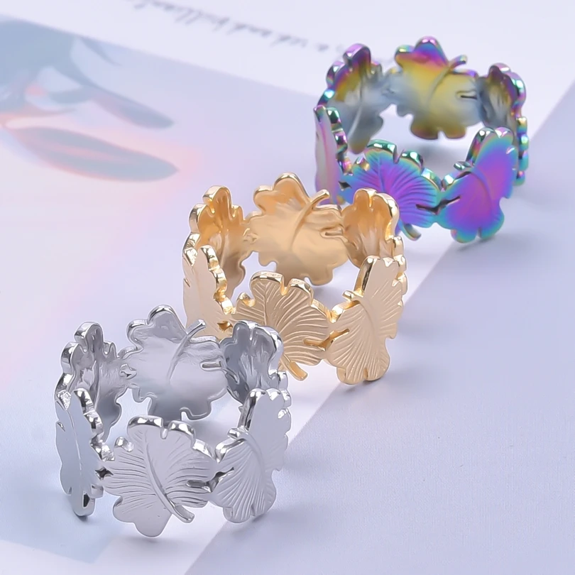 

Vintage Jewelry Sets Leaf Rings for Women Design Fashion Gold Color Stainless Steel Ring Men's Finger Rings Trendy Charm Jewelry