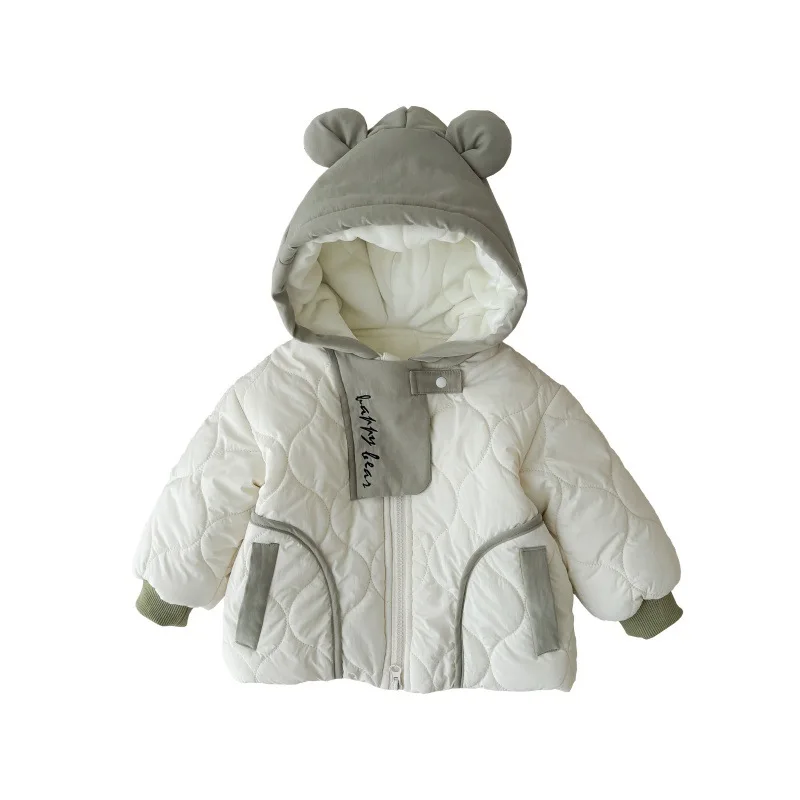 Winter Kids Baby Girls Boys Thicken Plush Warm Patchwork Top Outwear toddler Infant Hooded Zipper Jacket Coat 0-3Y