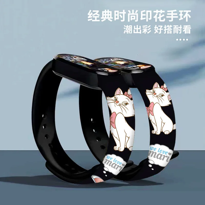 Disney Marie children's watches action figure Mary cat Print LED Electronic Waterproof Sports Watch boys girls birthday gifts 4