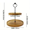 2-Layer Wooden Cupcake Stand Round Tiered Cake Display Stand For Birthday Party Dessert Table Fruit Plate Display Tray NEW 5