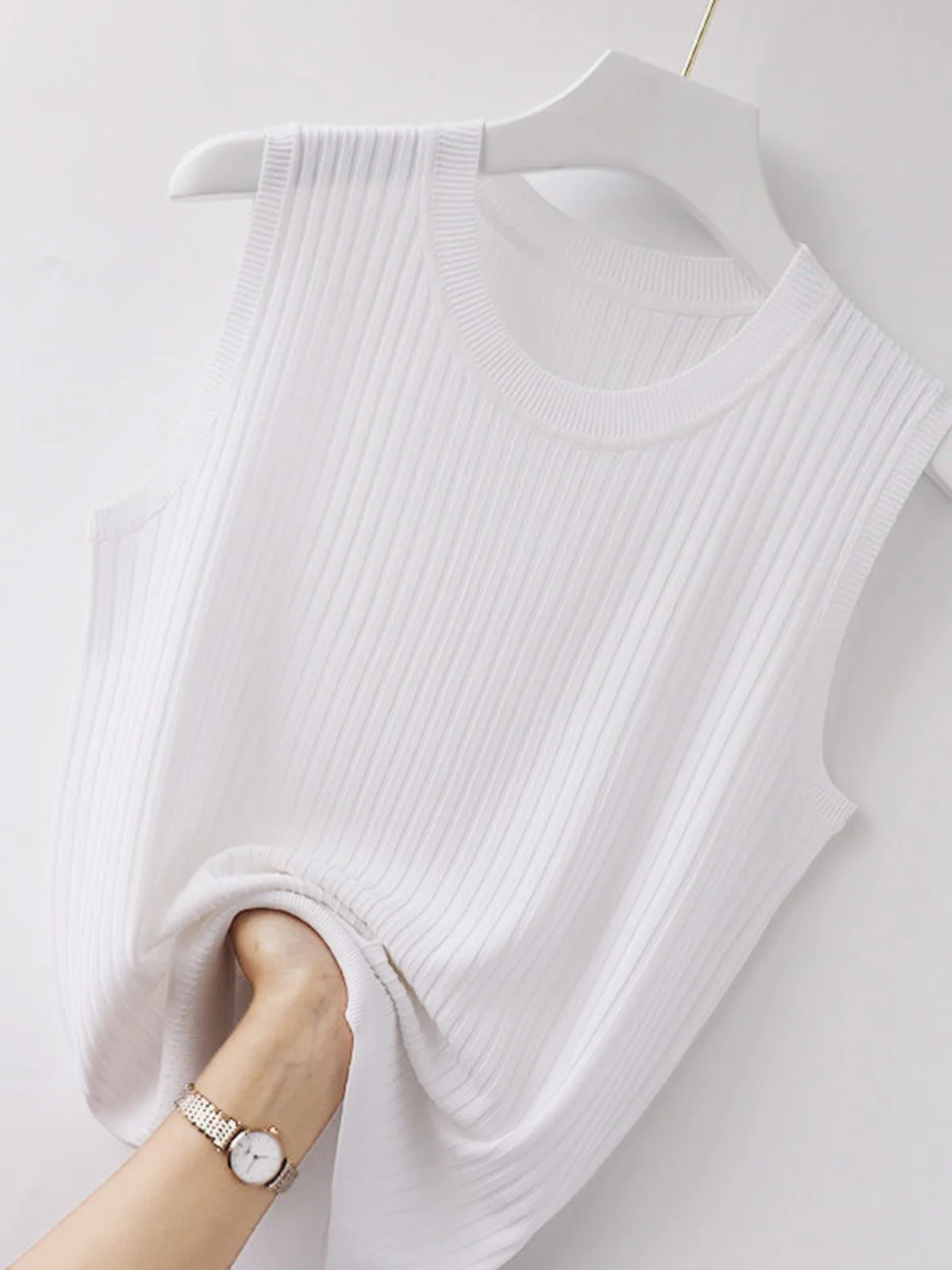 Women's Knitted Svel Vest Top Boting irt Spring Summer New Sle Outerwear Casual Comfortable Thin Fabric Vest