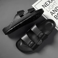 Men's casual buckle flat heel cover wearing one size slippers, beach slippers - Image 2