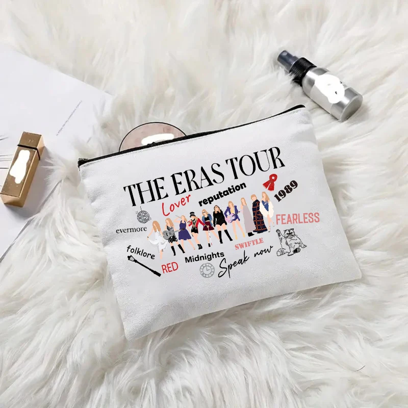 Swiftie Merch TS Album Pattern Women Makeup Bag Best Gift for Music Lovers Fans Fashion Cosmetic Organizer Toiletry Pouch 2
