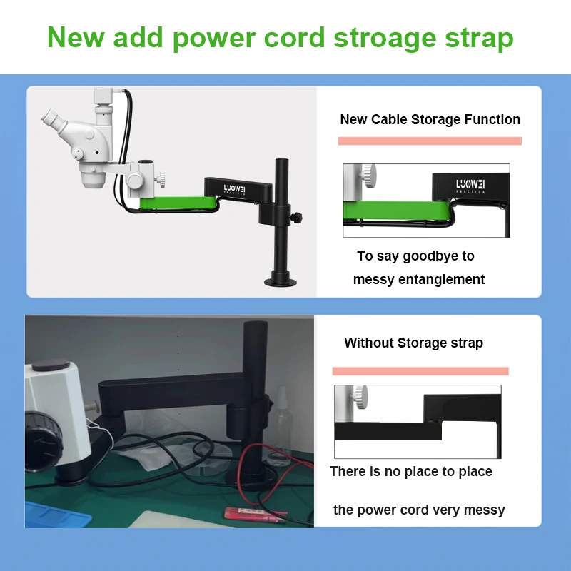 Jyrkior Luowei 현미경 관절 암 브래킷, 회전식 범용 스탠드, 스테레오 삼안 현미경 카메라, 휴대폰 수리