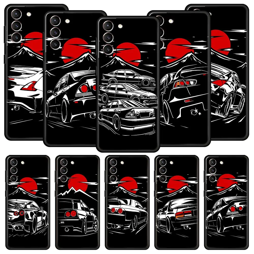 Japanese JDM Sports Car Black Silicone Phone Case
