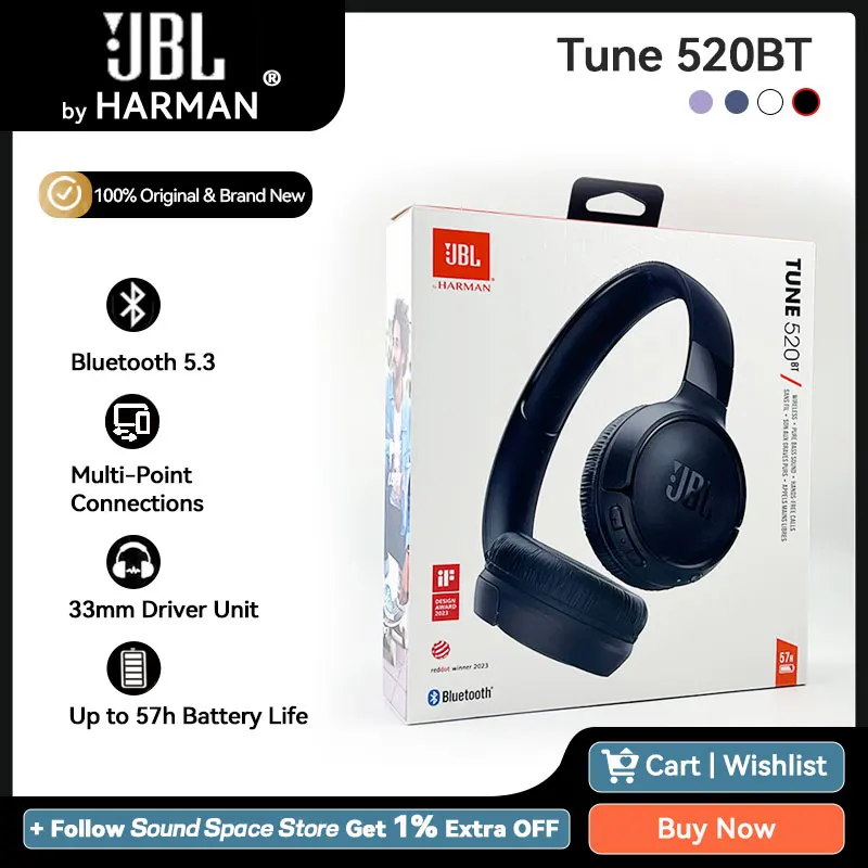 JBL-Tune-520BT-T520BT-100-Original-inal-mbrico-Bluetooth-5-3 ...