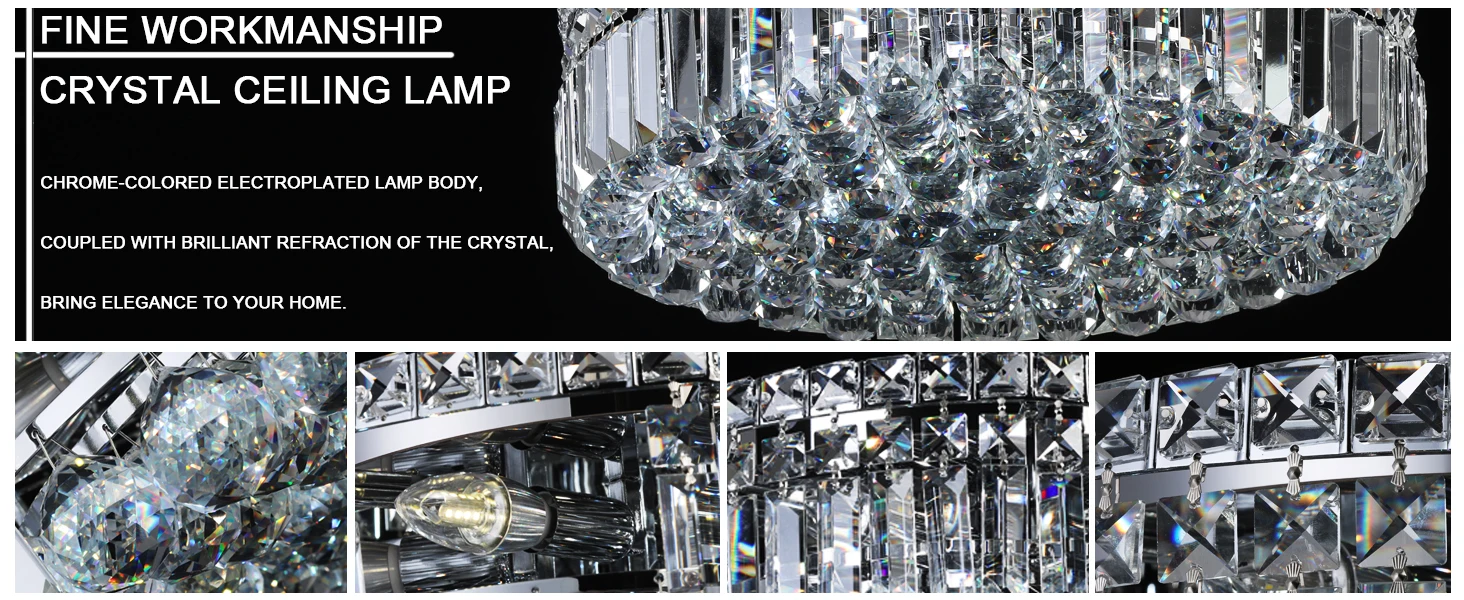 CEENLI crystal chandeliers flush mount close to ceiling lamp