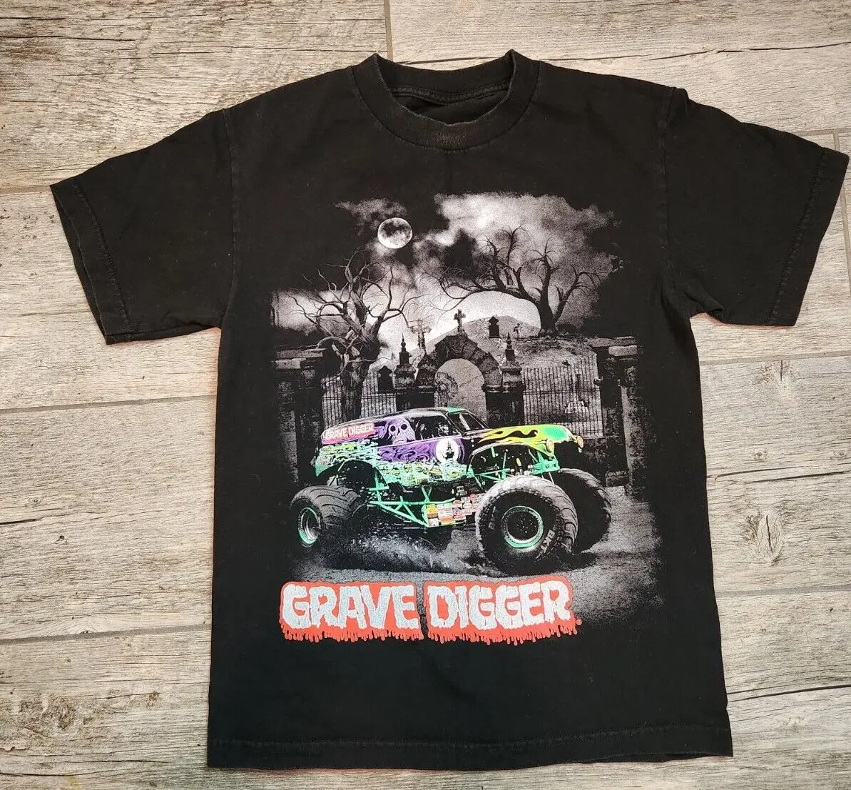 Grave Digger T Shirt Monster Jam Boys Xl, Mens Small Black Monster Trucks