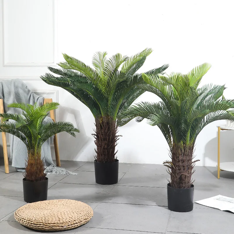 70/90/110Cm Artificiale Cycas Revoluta Albero Bonsai Albero Di Cocco Tropicale Ornamento In Vaso Piante Di Palma Verdi Finte Home Office Decor