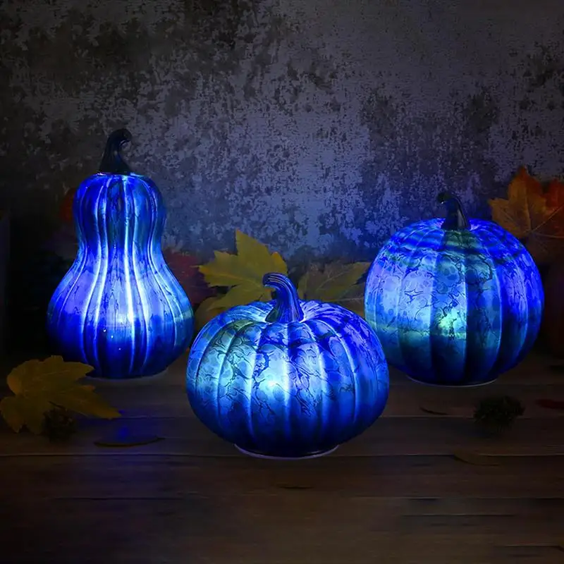 

Creative Halloween Glass Pumpkin Light LED Pumpkin Lamp Battery Operated Jack-o' -Lantern Halloween Decoration Home Party Supply