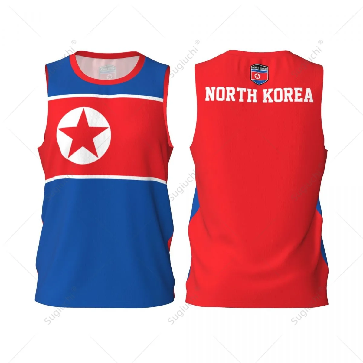 North Korea Flag Men Basketball Sports Running Fitness Multifunction Sleeveless tshirt Exclusive Name Nunber