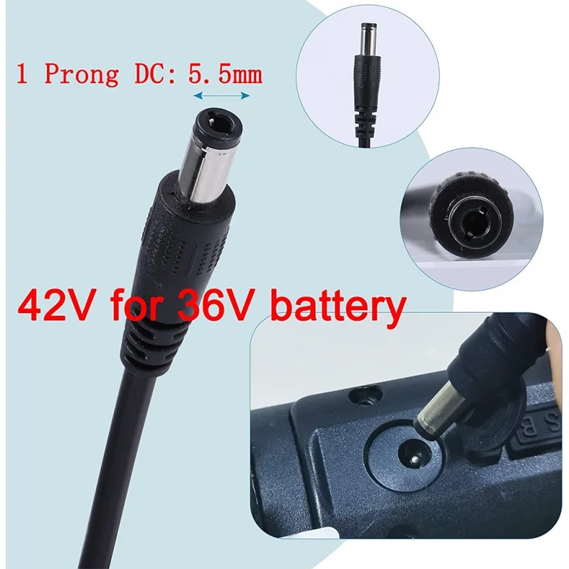 42V 2A 5A Universal electric bike Charger 1 Prong for 36V 10S Lithium Battery Compatible with Most Brands with 5.5mm DC Plug charger adapter battery charger battery charger adapter