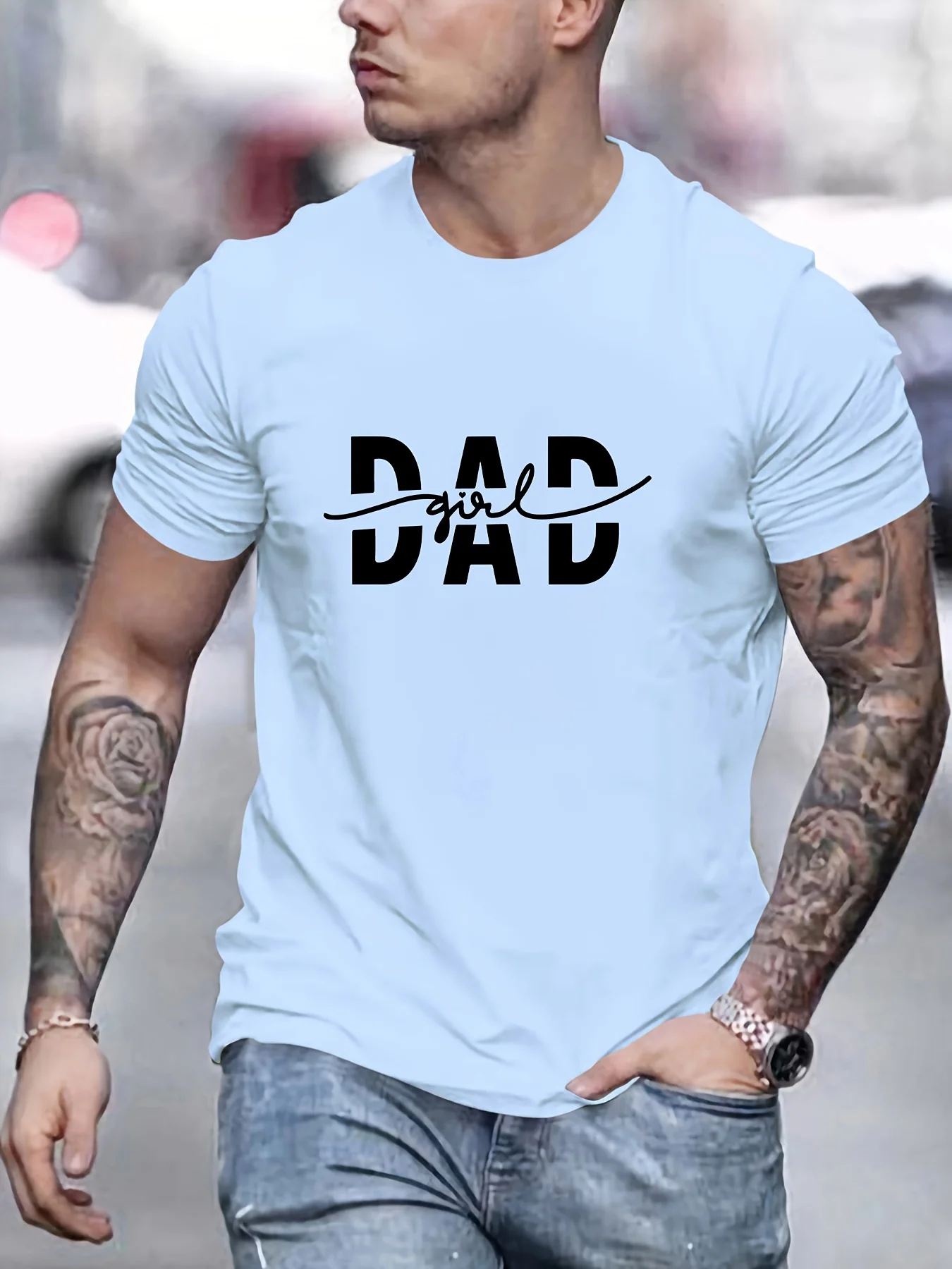 T-Shirt mit Mädchen-Papa-Aufdruck, T-Shirts für Männer, lässiges Kurzarm-T-Shirt für den Sommer