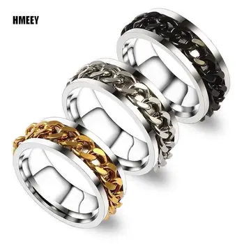 Anelli a catena girevoli in acciaio al titanio Uomo Donna Anello antistress per l'ansia Coppia Gioielli Anelli cavatappi da 8 mm Regalo multifunzionale