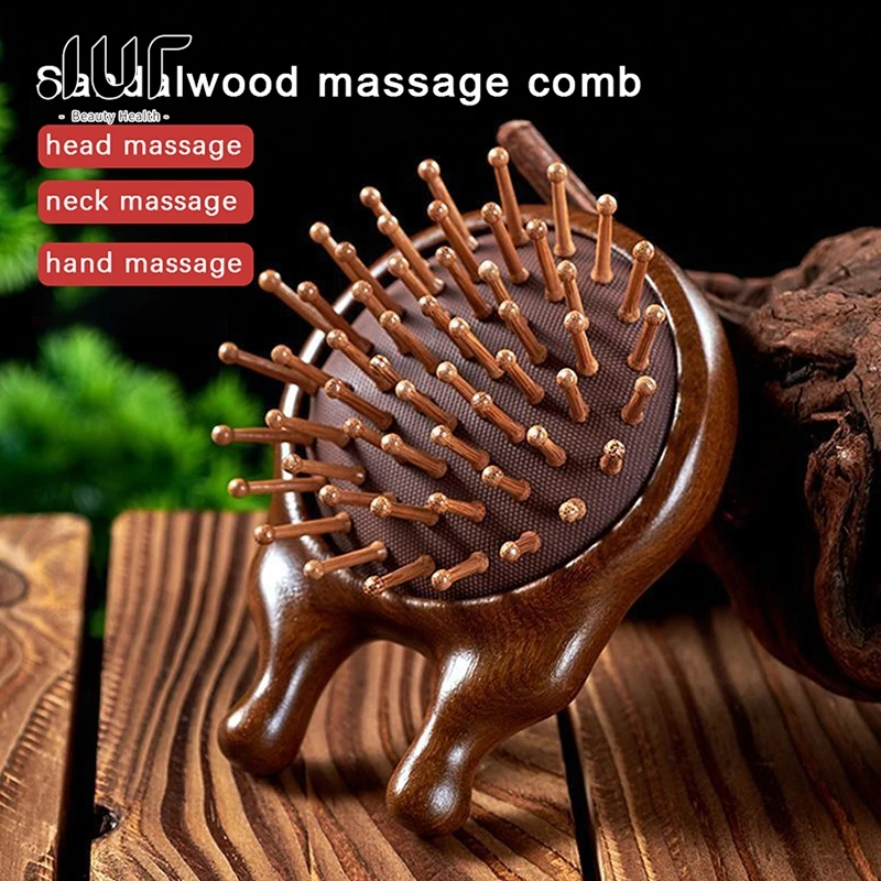 

Natural Sandalwood Comb Scalp Massage Relax Airbag Brush Head Blood Circulation Smooth Hair Anti Static Wooden Massage