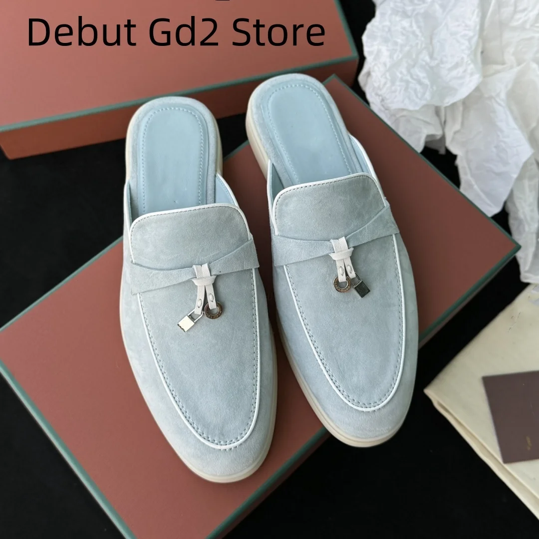 Top Quality 2024 New Lefu Shoes Italian Luxury Women's Summer Flat Shoes Fashion Casual Slippers Comfortable Commuter Shoes