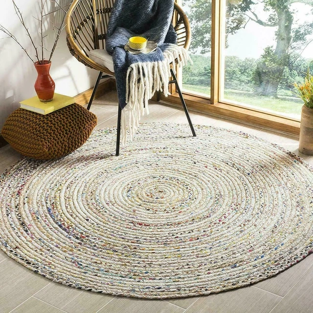 Rug Cotton Handmade Braided Style Round Rug Reversible Braided Modern Floor  Mat Rugs for Bedroom - AliExpress