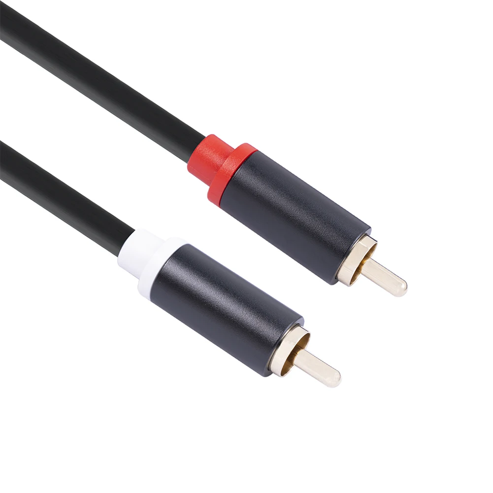 1.5m Audio Cable Gold-plated Plug Dual RCA Male to Dual 6.35mm Jack Male Audio Cable for Mixer Amplifier Splitter